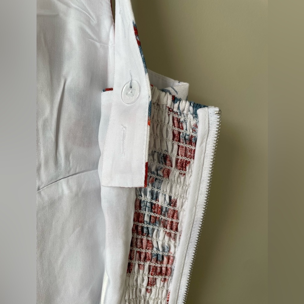 NEW Reformation Balia Midi Linen Dress in Strawberry Jam White Red | size 0 - Picture 14 of 14